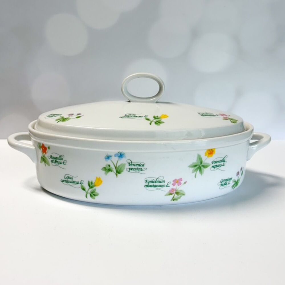 Anchor Hocking Floret 1.5 Qt Casserole Dish w Lid Vintage Glass Baking Dish